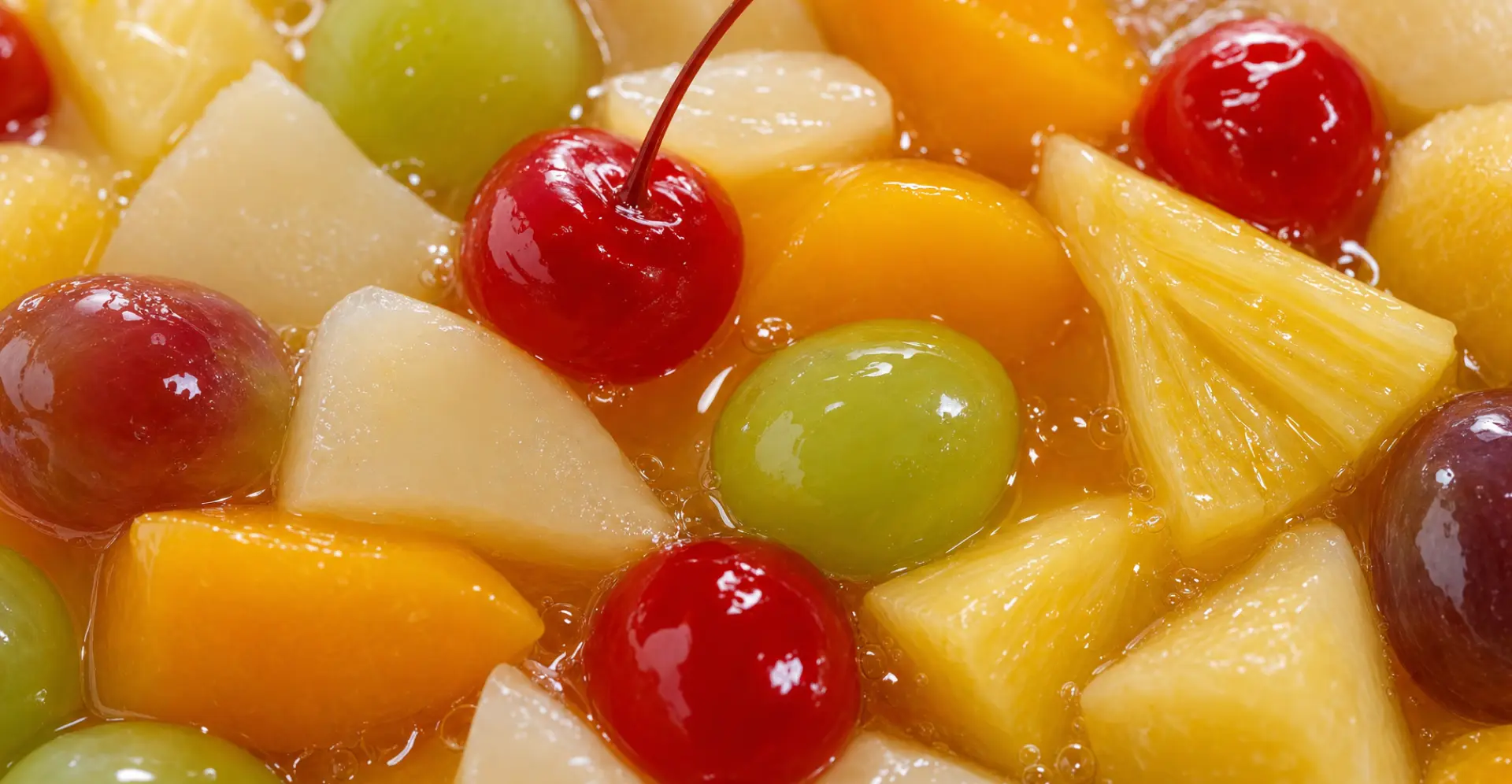Fruit cocktail pieces in light syrup